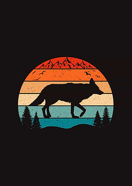 Retro Coyote Sunset