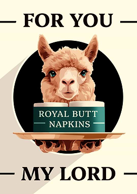Alpaca Serving Royal Butt Napkins