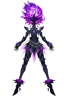 Dark Fantasy Character with Purple Flames