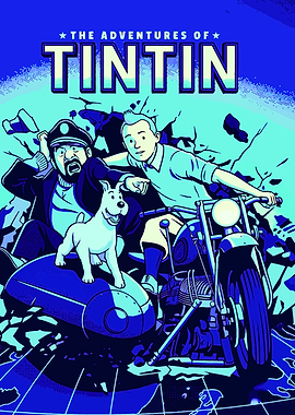 The Adventures of Tintin Motorcycle Poster