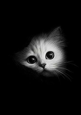 Peeking Kitten with Big Eyes