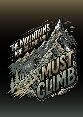 Mountain Climber with Inspirational Text