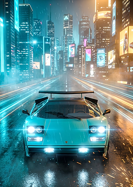 Cyberpunk Car in Neon City