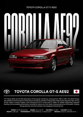 Toyota Corolla GT-S AE92 Poster