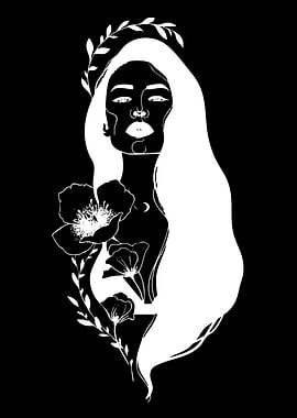 Mystical Woman with Flowers