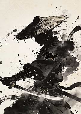 Samurai Warrior in Ink Style