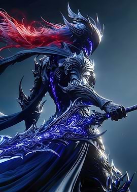 Dark Knight with Glowing Sword