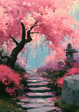 Cherry Blossom Path Painting