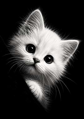 Adorable Fluffy White Kitten