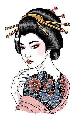 Geisha with Floral Tattoo