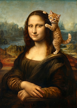 Mona Lisa with a Climbing by Kitten