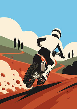 Motocross Rider on a Dirt Track