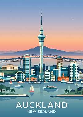Auckland Skyline at Sunset