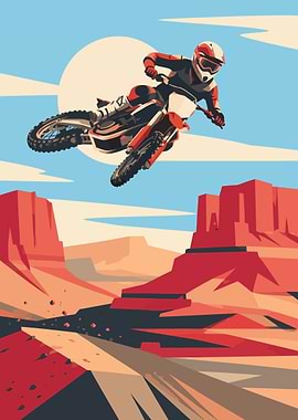 Motocross Rider in Desert Landscape
