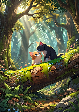 Two Kittens in a Magical Forest