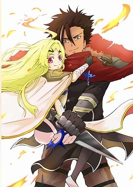 Anime Couple with Fire and Knife