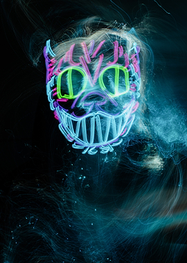 Cheshire Cat Neon Mask Light Painting