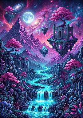 Fantasy Floating Islands Landscape