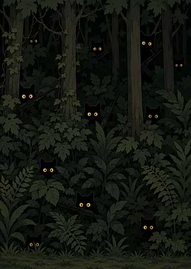 Black Cats with Guns in Forest