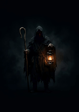 Scary Game hooded figure with lantern