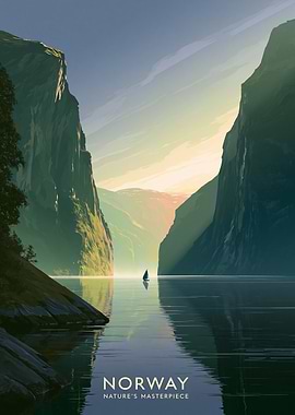 Norway Fjord Sailboat Landscape