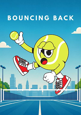 Tennis Ball Character Bouncing Back