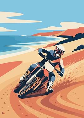 Motocross Rider on a Beach