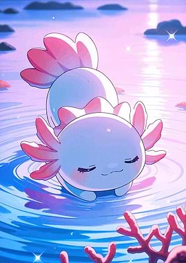 Cute Axolotl in Water