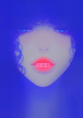 Cyberpunk Woman with Binary Lips