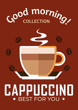 Cappuccino Coffee Minimalist Vintage Kitchen Poster