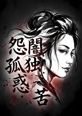 Japanese Woman with Kanji