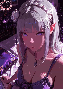Anime Girl with Purple Eyes
