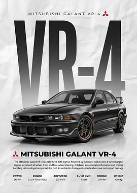 sleek Mitsubishi galant vr4 car posterPoster