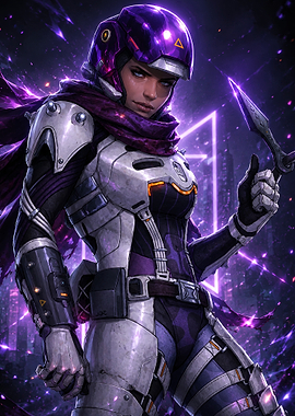 renee with futuristic armor