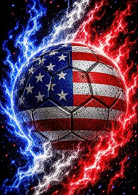 American Flag Soccer Ball with Lightning