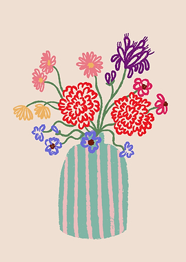 Vase of Colorful Flowers