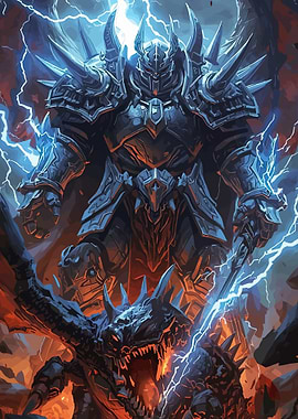 Dark Knight Fighting Dragon