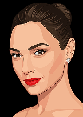 Illustration of a Gal Gadot with Red Lipstick