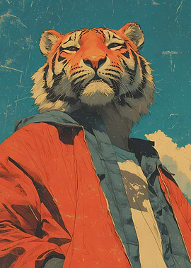 Tiger in a cool Portrait painting
