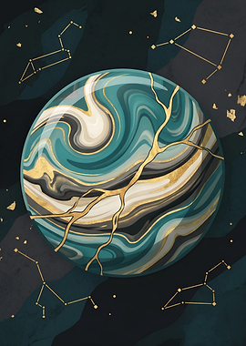 Cosmic Planet with Constellations