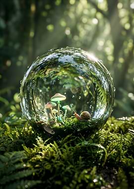 Magical Forest Terrarium with Snail and Mushrooms