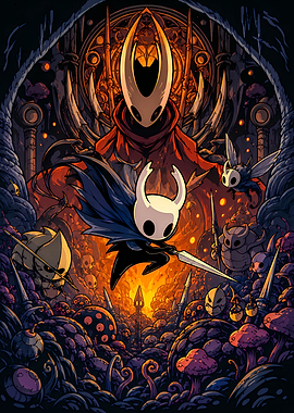Hollow Knight Characters in Dark Fantasy Setting