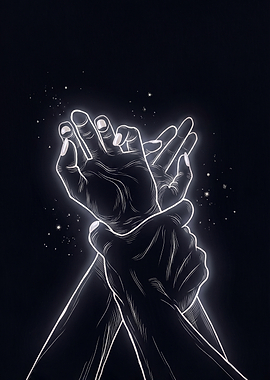 Sexy Hands with Glowing Outline in the dark