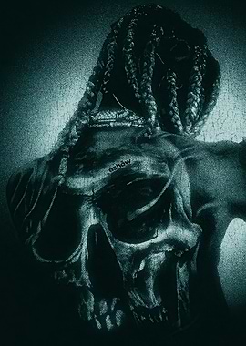 Dark Skull with Braids