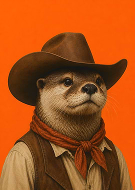 Otter Cowboy with Red Scarf