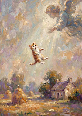 Angel Rescuing a Falling Kitten