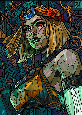 Stained Glass Portrait of Persephone