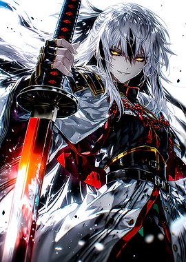 Anime Warrior with Glowing Katana