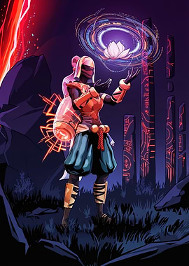 Mystic Warrior with Lotus and Runes