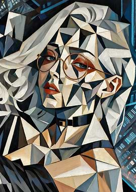 Geometric Portrait of a Woman with Glasses